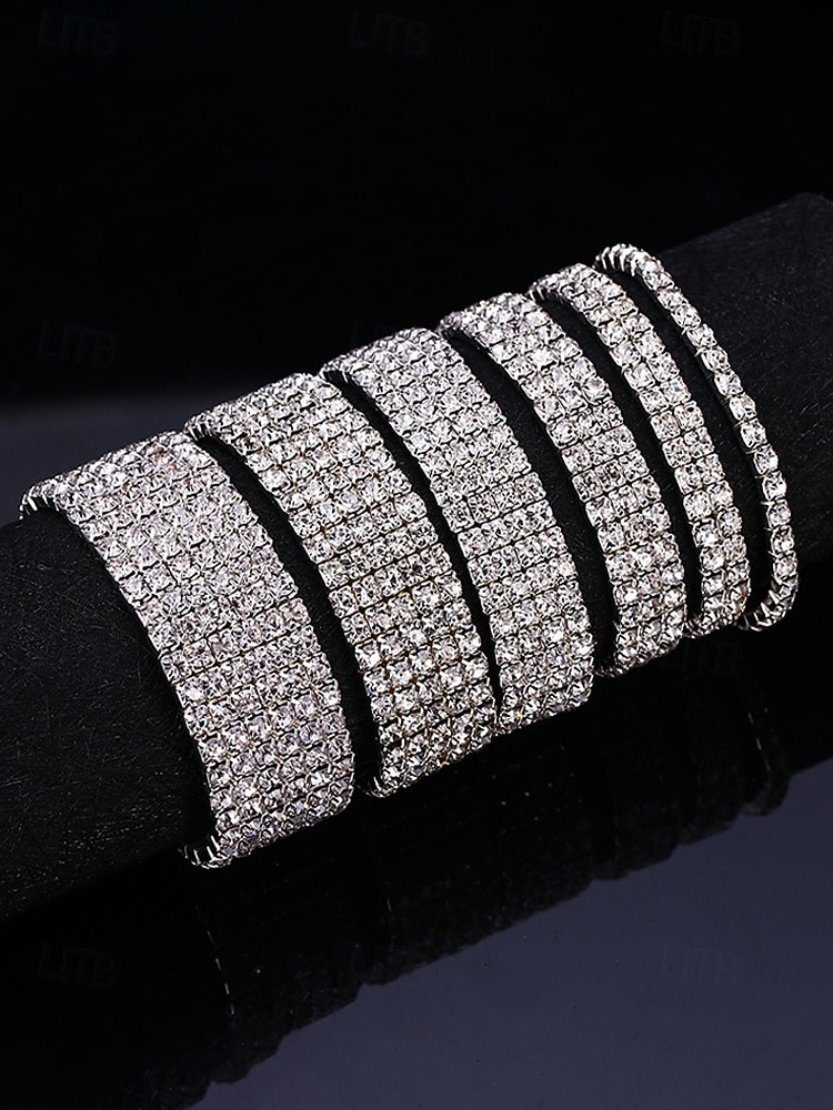 Dámský náramek na kotník s křišťálovými kamínky, materiál slitina s možností výběru šířky, elegantní třpytivý styl pro svatby, večírky, večerní akce a formální příležitosti 2026 - $7.99 –P5