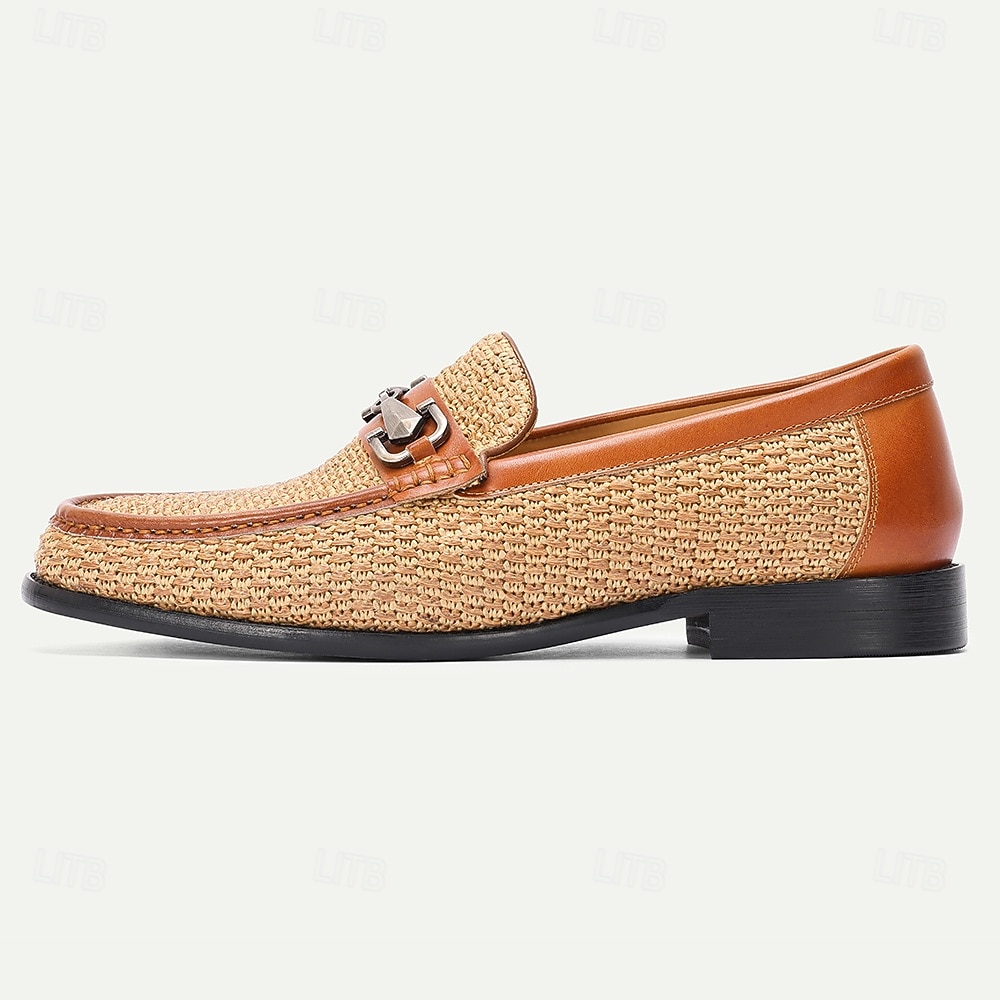 Mocasini eleganți din piele pentru bărbați - design țesut cu detalii din piele, ideali pentru ocazii casual și semi-formale 2026 - $94.99 –P7