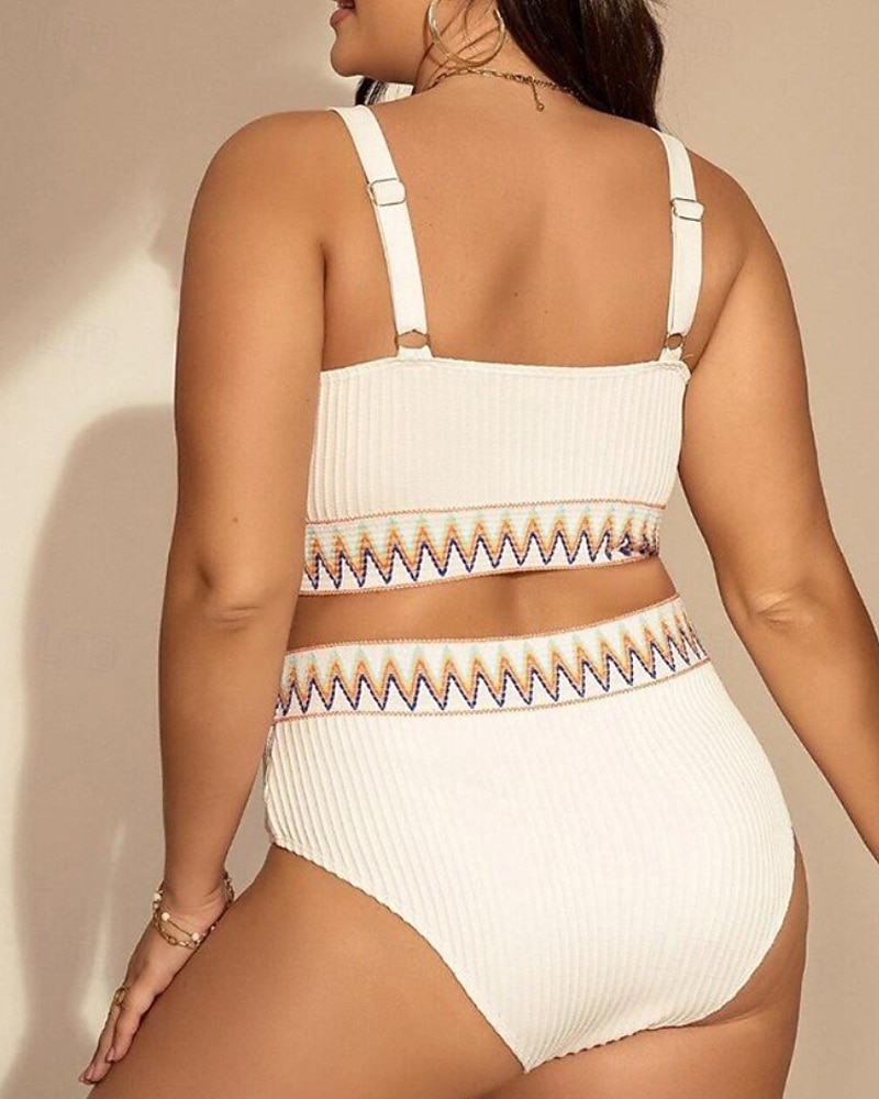 Dámské Standard Surfařské tankiny a bikiny Koupací top 2 ks Geometrický Otevřít Zpět Ochrana proti UV záření Elastický Bez rukávů Plavky Surfování Potápění Plavání Léto 2026 - $23.99 –P8