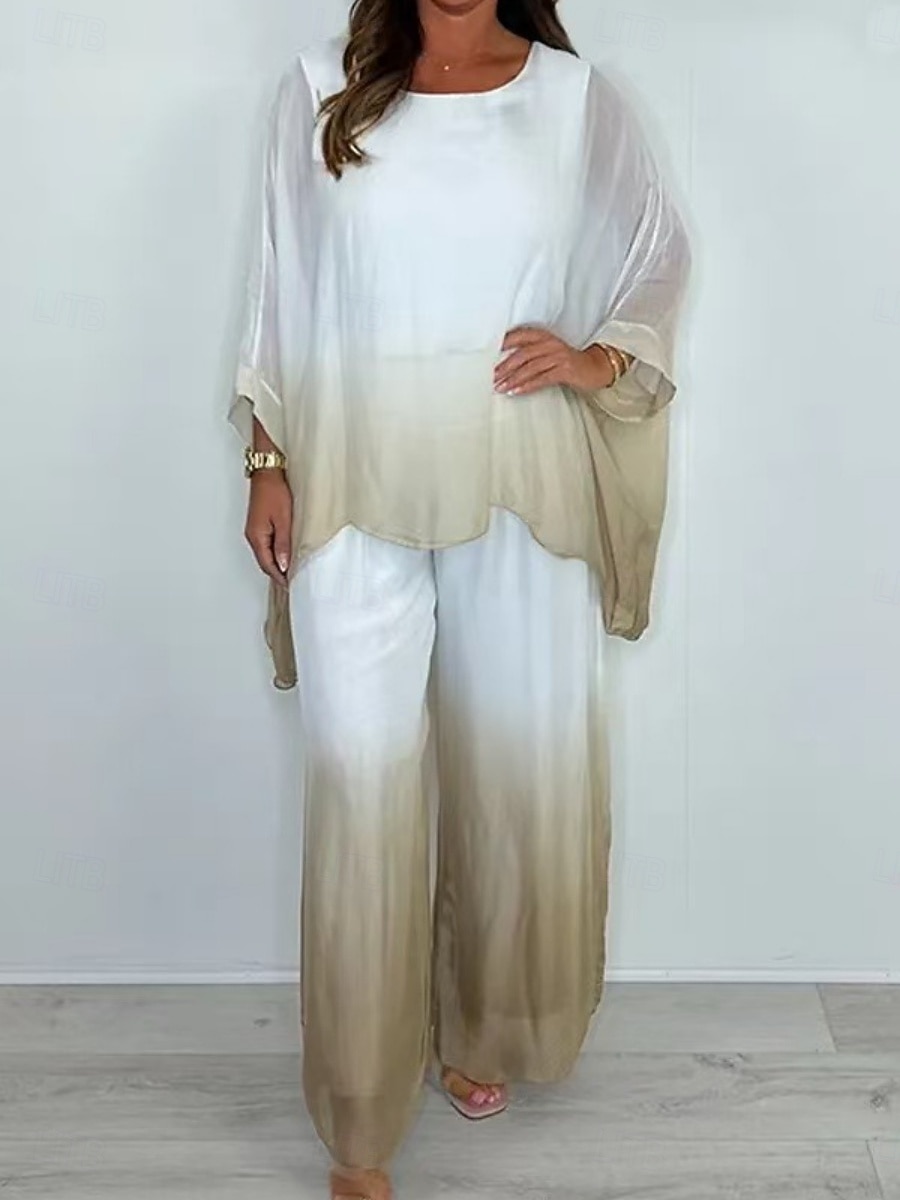 Femmes Ensembles de Pantalons Haut boléro manche longue Col ras du cou A Ombre Mode Streetwear Quotidien Extérieur Vacances Rose Claire Bleu Ciel Marron Été Coupe Ample de 2026 ? $49.99 –P3
