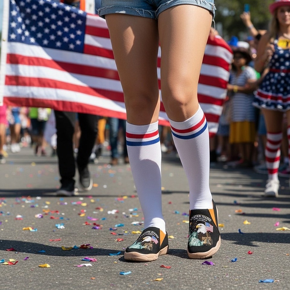 Verenigde Staten 250e Jubileum Dames USA Gedrukte Brede Slip-On Schoenen – Lichtgewicht Wandelschoenen Patriottische Stedelijke Casual Stijl voor Straatmode Festivals Reizen  Dagelijks Gebruik 2026 - $59.99 –P5