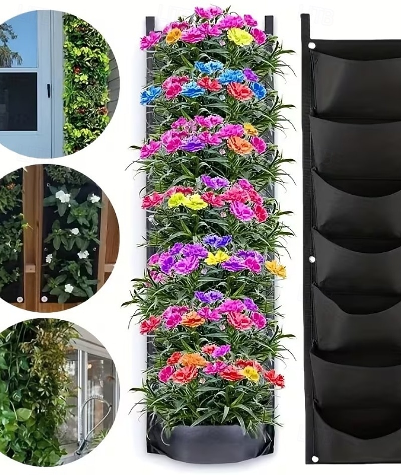 Ensemble de 2 sacs de culture suspendus verticaux à 7 poches, pour plantes, à fixer au mur à l'intérieur ou à l'extérieur. Style classique et léger, idéal pour un balcon, un jardin ou une décoration de 2026 ? $22.99 –P8