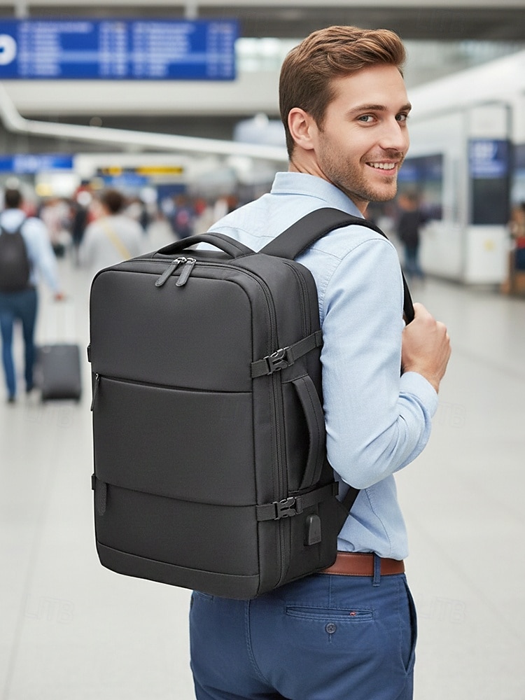 Zaino da viaggio unisex in nylon, borsa da viaggio multicolore di grande capacità con porta di ricarica USB e custodia per bagagli, stile moderno e minimalista per lavoro, viaggi d'affari, viaggi e spostamenti quotidiani del 2026 a $29.99 –P1