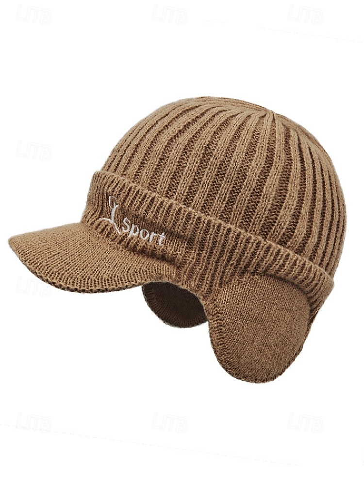 Cappello da uomo in maglia con paraorecchie – vari colori, materiale in maglia di poliestere, caldo e comodo per gli sport invernali e le attività all'aperto del 2026 a $9.99 –P6