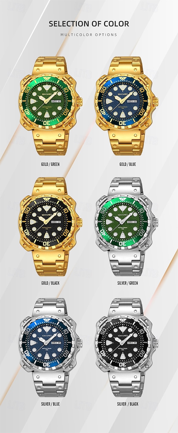 SKMEI Men Quartz Watch Minimalist Large Dial Fashion Business Luminous Calendar Waterproof Decoration Steel Watch 2026 - $36.99 –P14
