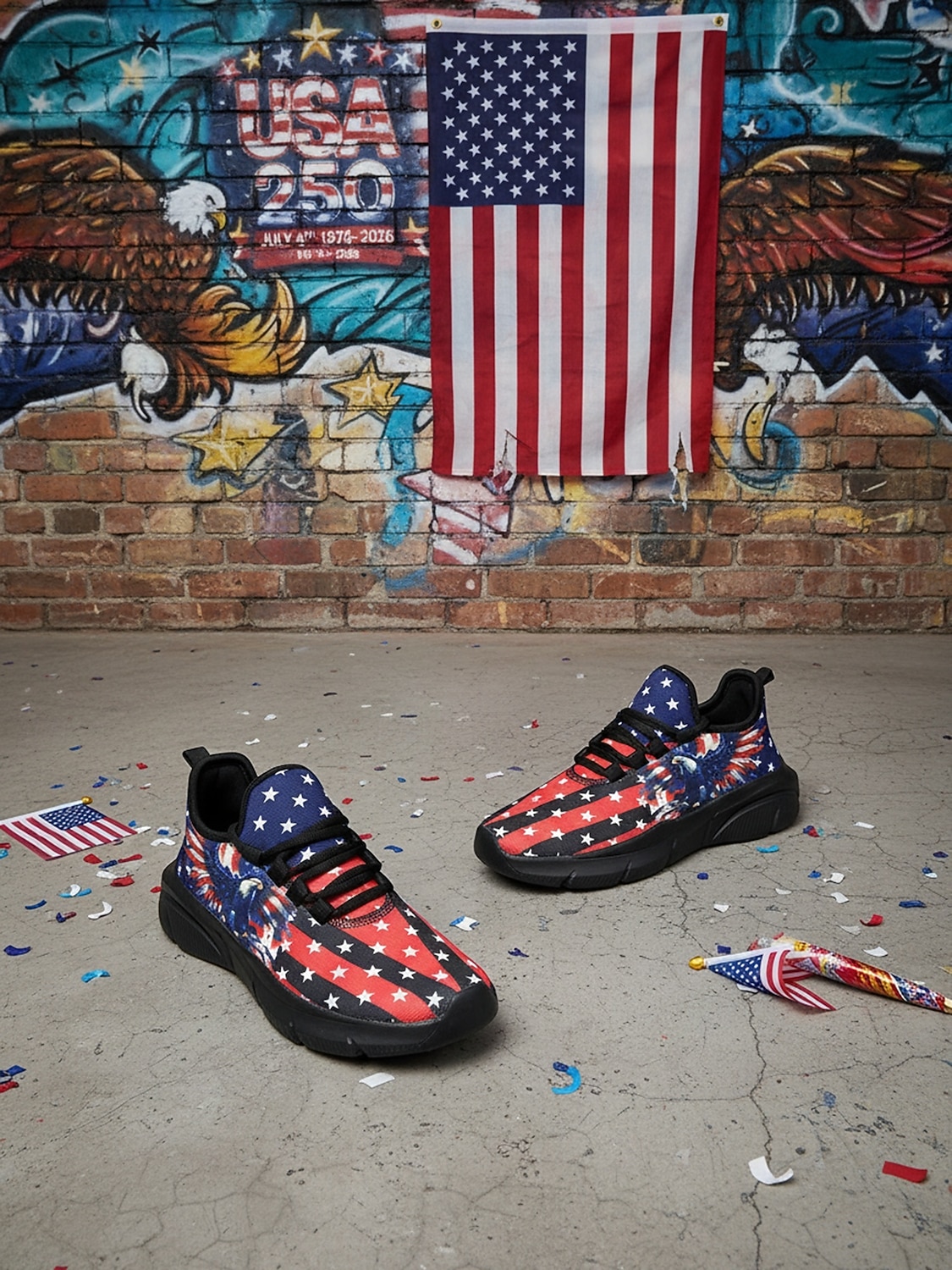 Statele Unite 250 de ani Aniversarea Pantofilor sport negri pentru femei cu imprimeu steagul SUA cu design cu vultur încălțăminte patriotică pentru Ziua Independenței parade festivaluri alergat și 2026 - $34.99 –P5