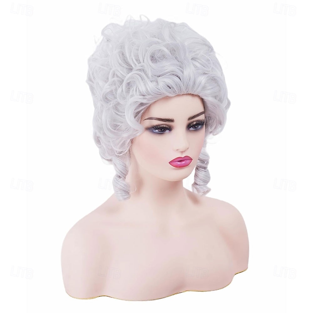 Винтажный короткий белый серебристый кудрявый парик-«улей» для женщин, подходящий для вечеринки на Хэллоуин или костюмированной вечеринки, косплея. 2026 - $19.99 –P6