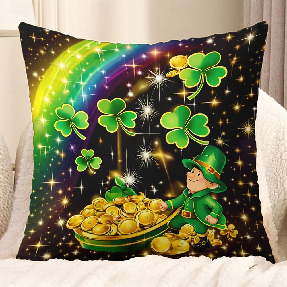 St. Patrick's Day Shamrock Casual Throw Pillow Cover 18x18 Inch, Green Decorative Cushion Case for Sofa Home Decor 2026 - $11.99 –P5