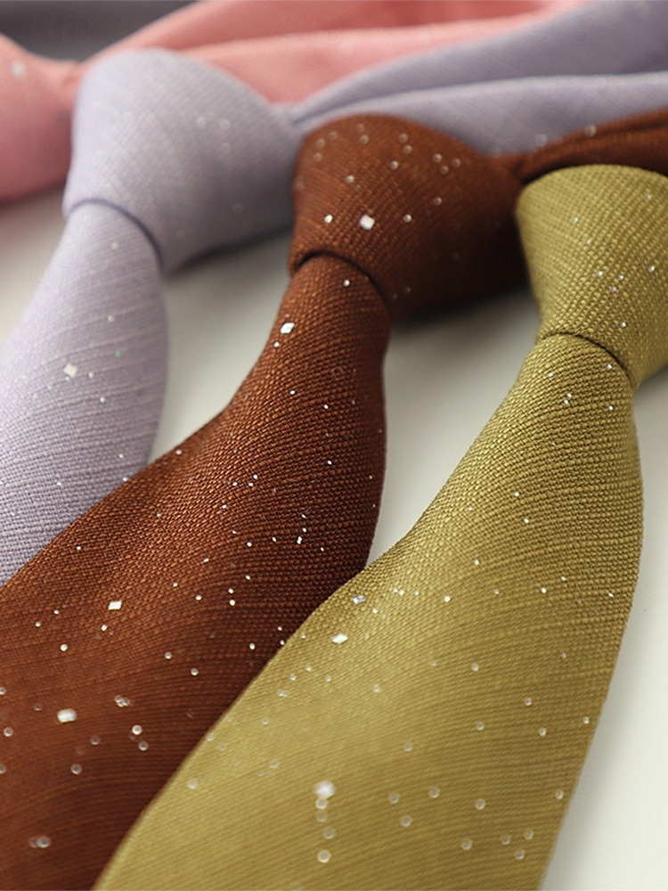 Мужской галстук из полиэстера с эффектом мерцания – в нескольких цветах, элегантный для свадеб и ужинов, однотонный с легким мерцающим эффектом. 2026 - $11.99 –P4