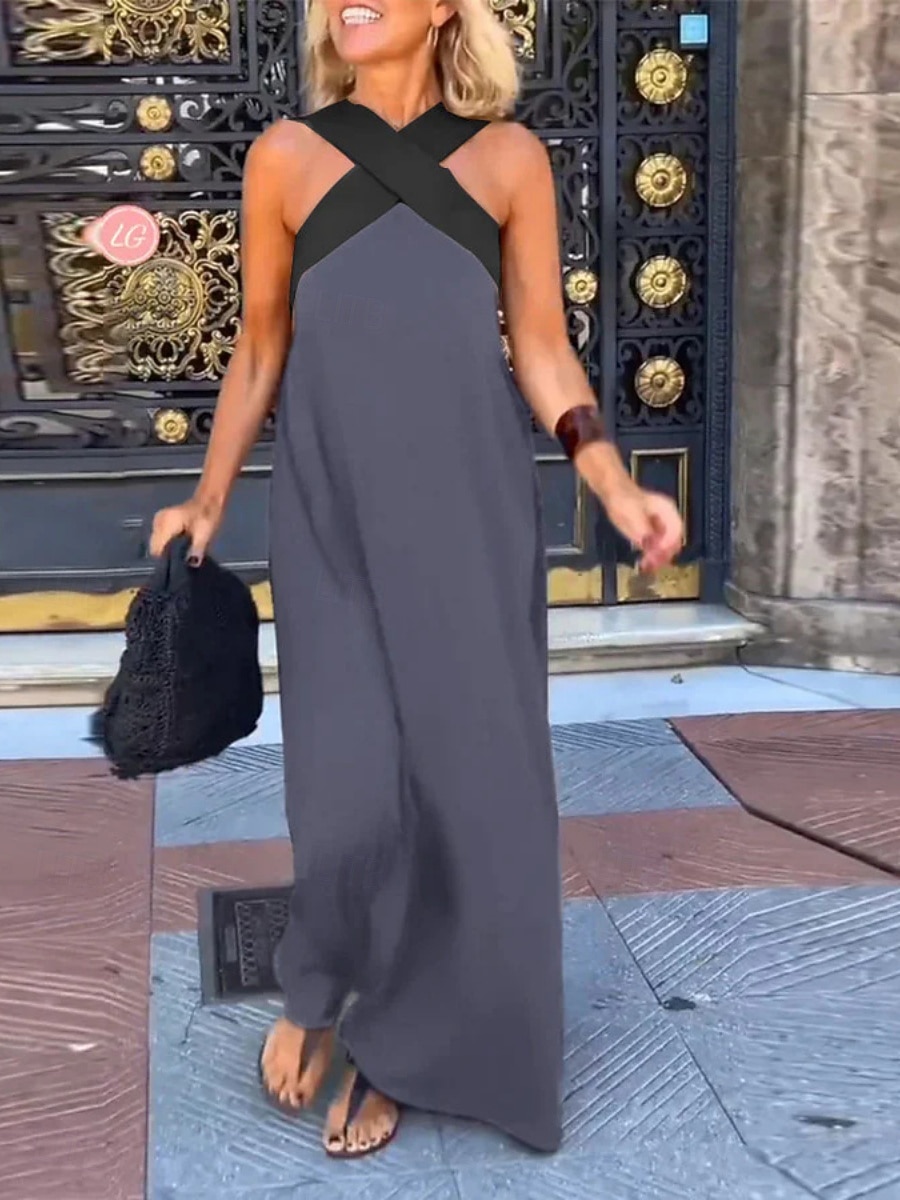 Women's Maxi Dress A Line Dress Summer Dress Halter Dress Casual Daily Loose Fit Plain Sleeveless Halter Neck Black White Red Green Summer 2026 - $33.99 –P8
