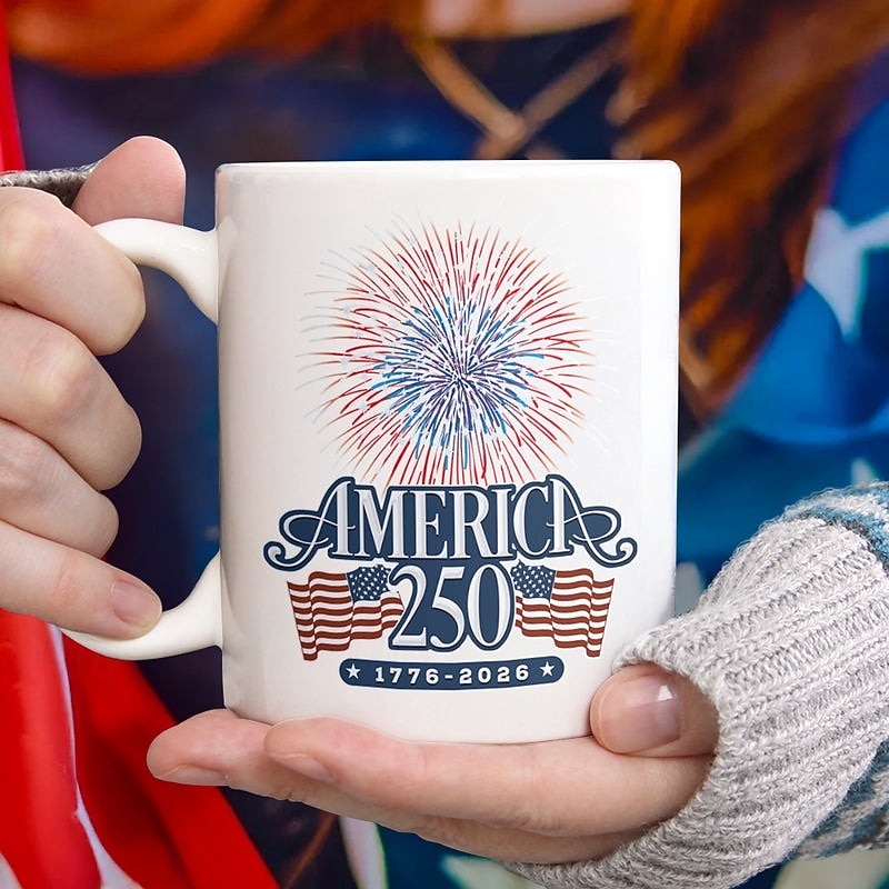 Tasse zum 250. Jahrestag der Vereinigten Staaten, patriotisches Geschenk, Keramik-Kaffeebecher zum 550. Jahrestag, 1776–2026 Amerika 250, Geschenk zum Unabhängigkeitstag (4. Juli) für Männer und 2026 - $16.99 –P2