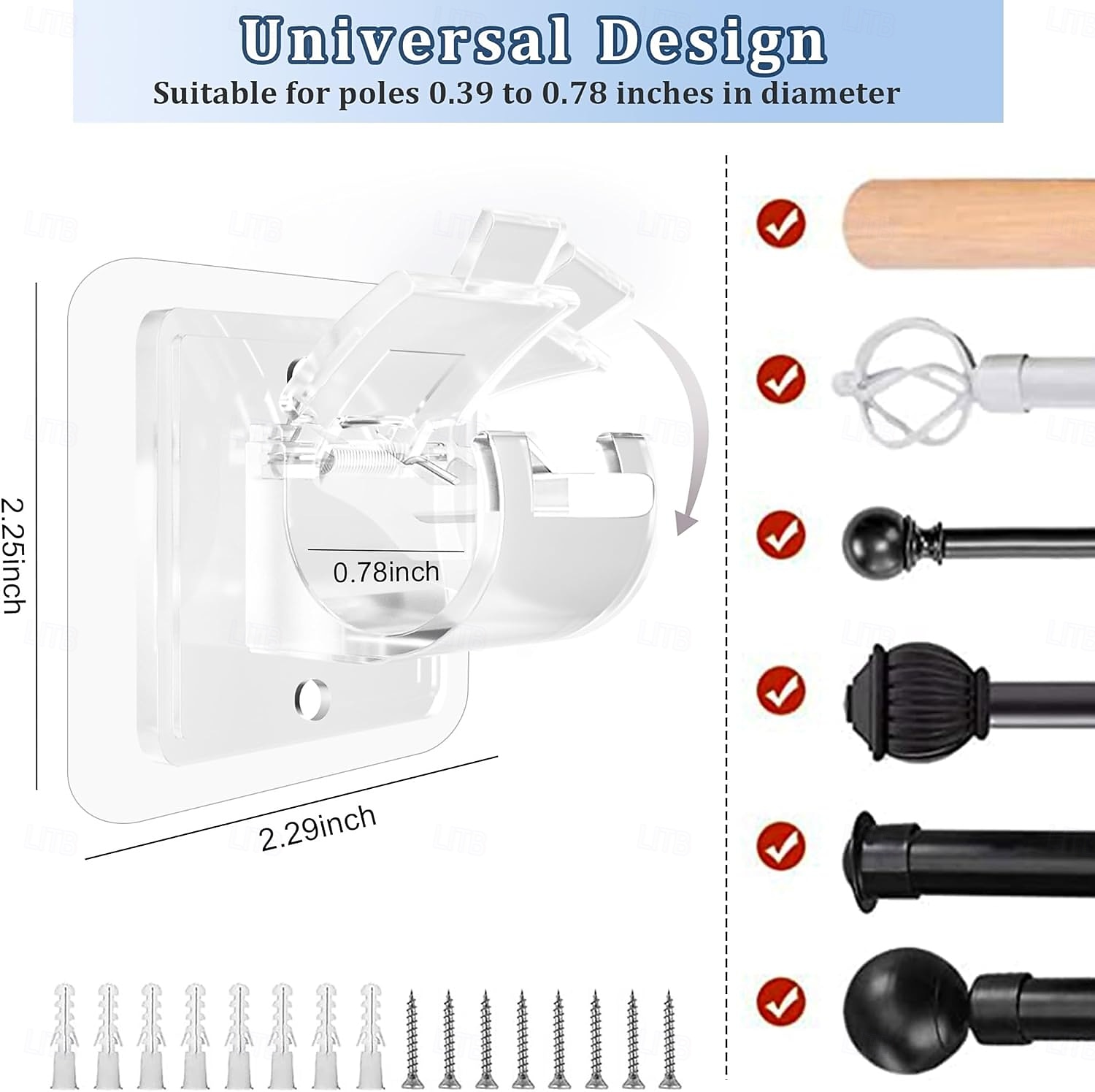 14 ks držáky na záclonové tyče bez vrtání, samolepicí háčky na záclonové tyče bez hřebíků, nastavitelné háčky na záclonové tyče, věšáky na záclony do koupelny, kuchyně, domů, koupelny a hotelu 2026 - $13.99 –P3