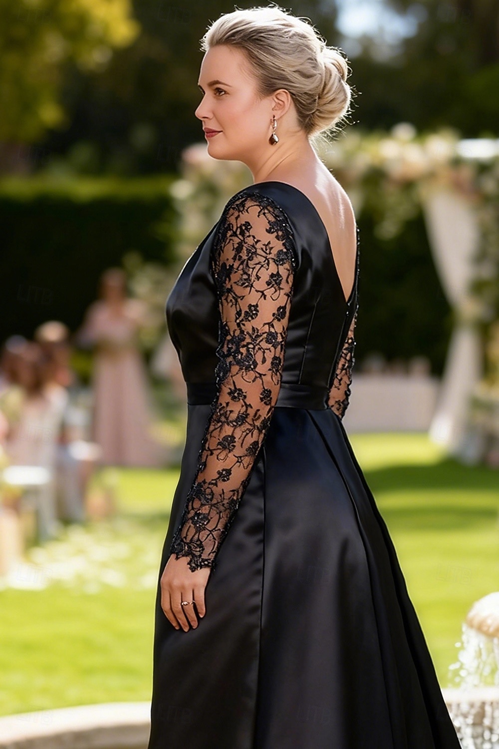 Jumpsuits Floor Length Mother of the Bride Dress Long Sleeve Plunging Neck Elegant Formal Wedding Guest Satin with Lace 2026 - $172.99 –P3