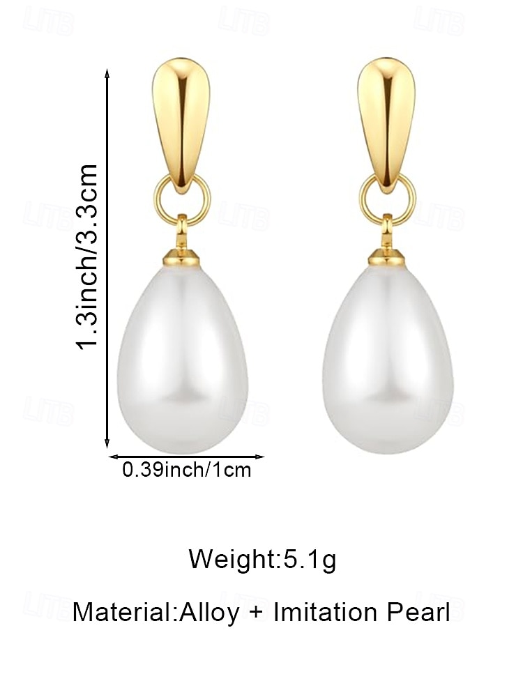 Women's Faux Pearl Tear Drop Earrings – Available in Gold and Silver, Elegant Design for Weddings, Evening Events and Daily Wear 2026 - $7.99 –P10