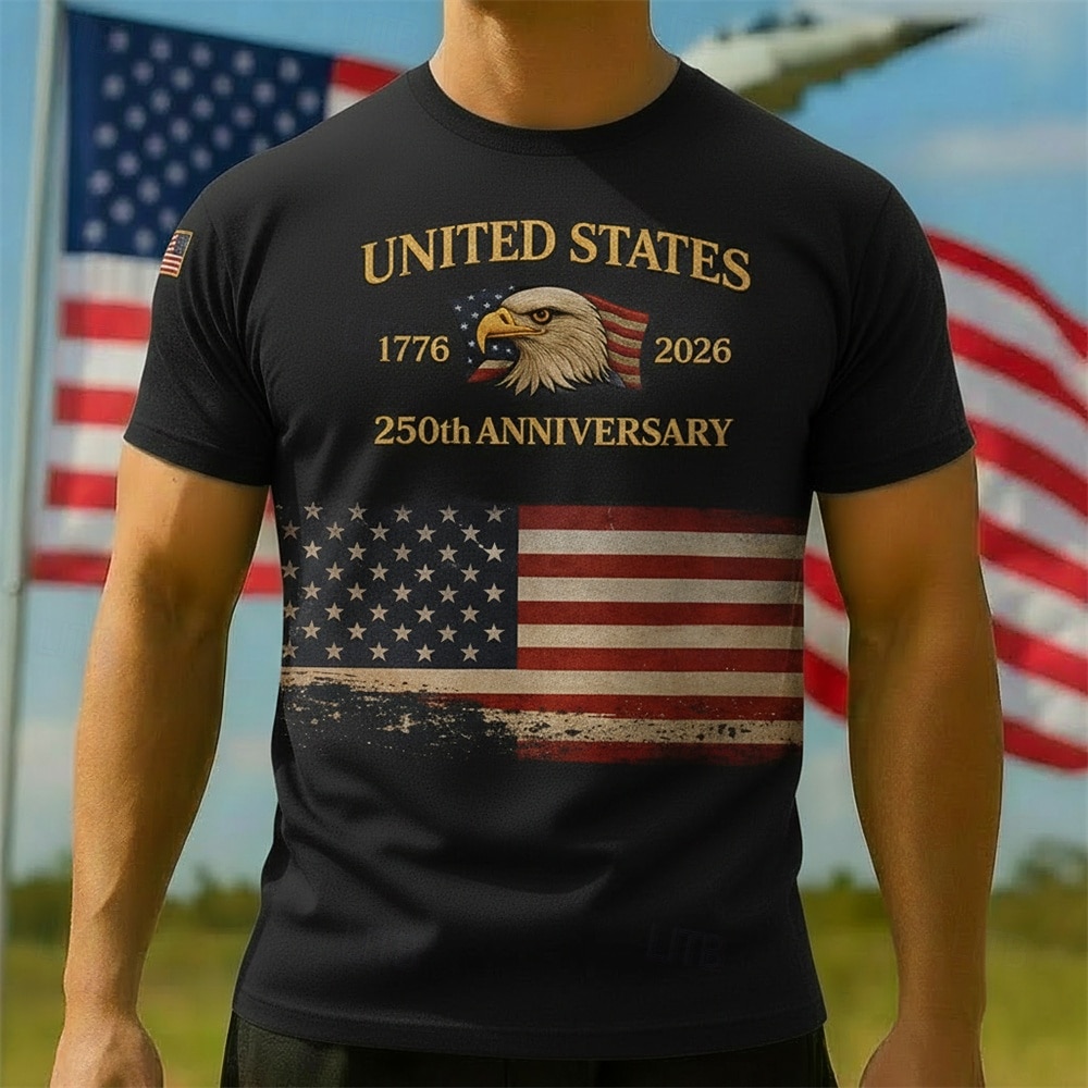 Patriotico T-shirt Maglietta grafica Aquila Bandiera Americana Retrò Vintage Patriotico Corte 1776-2026 per Per uomo Adulti Stampa 3D  per Giorno dell'Indipendenza / 4 Luglio 4 Luglio del 2026 a $20.99 –P1