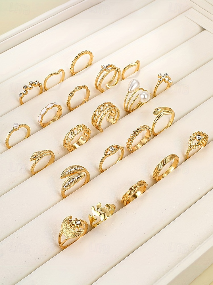 Sada dámských prstenů v bohémském stylu – slitina zlata a stříbra, různé designy, ideální pro běžné nošení i slavnostní příležitosti, moderní a jedinečné doplňky 2026 - $11.99 –P3