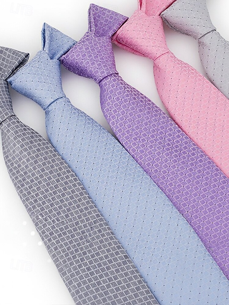 Corbata de poliéster para hombre, con diseño de cuadrícula pequeña, varios colores, largo ajustable, adecuada para bodas, negocios y viajes diarios. 2026 - $11.99 –P4