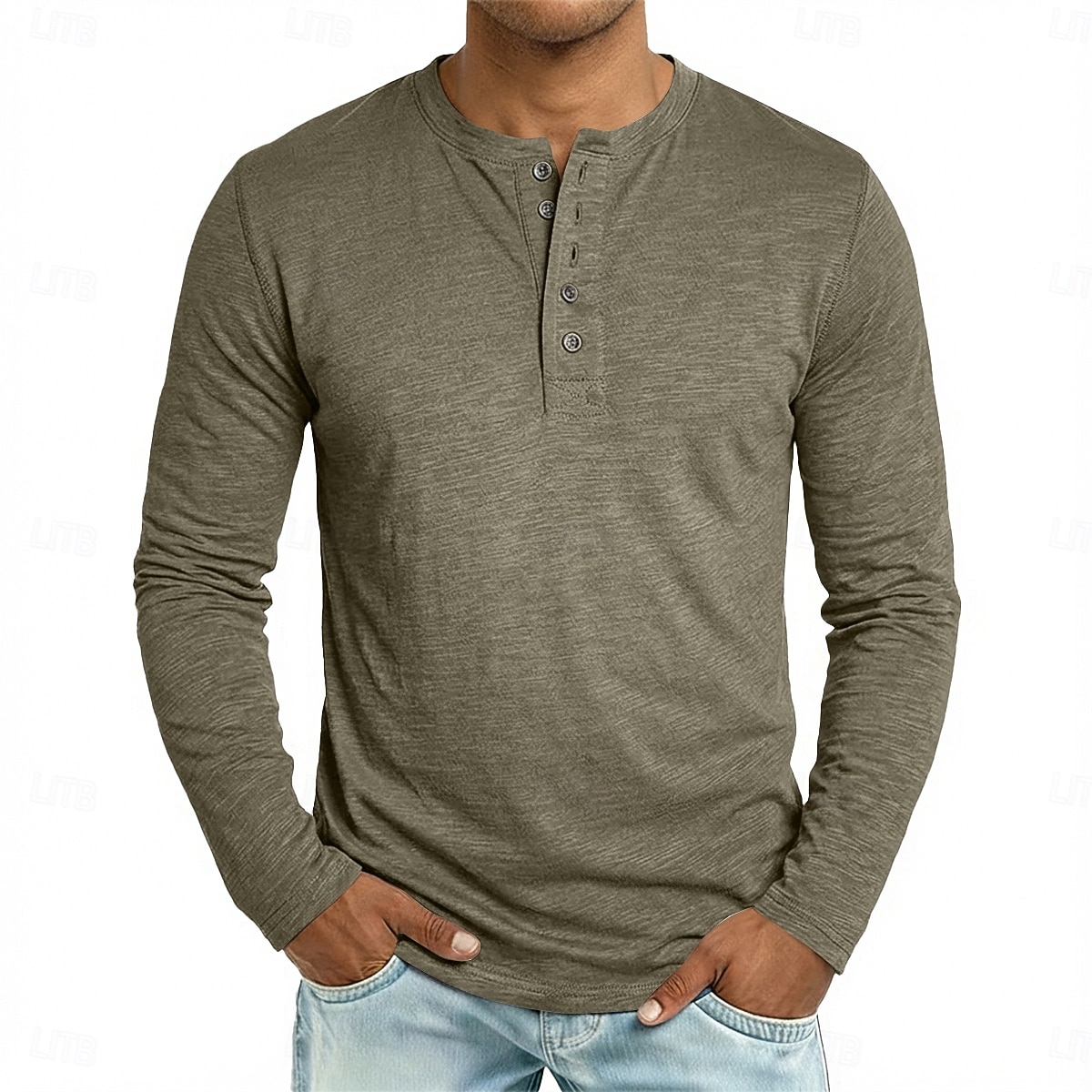 Hombre Henley Shirt Tee Camiseta 100% algodón Manga Larga Color sólido Plano Un Color Moda Design Casual Botones Puro Henley Casual Diario Exterior Verano Primavera Otoño Negro Blanco Azul Marino 2026 - $18.49 –P6