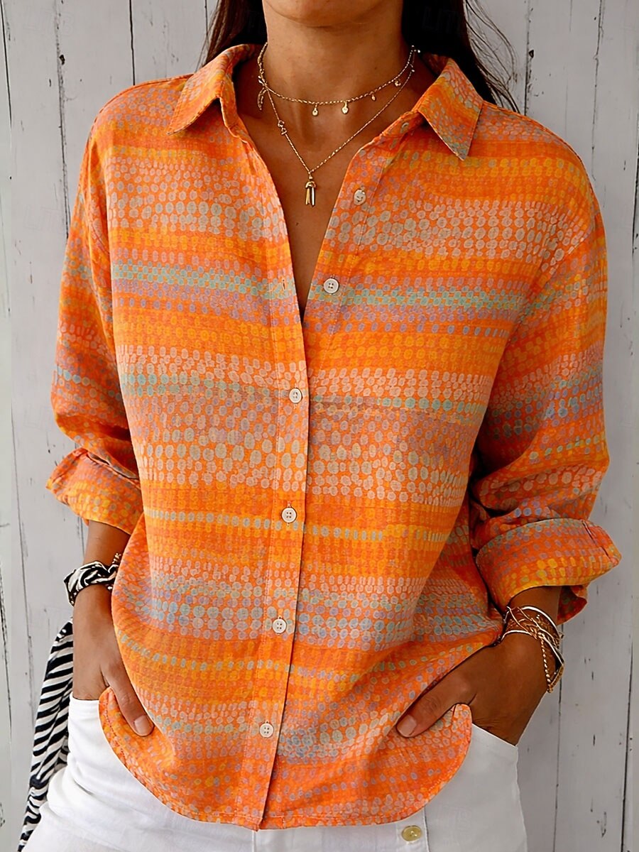 Camicia da donna in lino come traspirante leggera floreale grafica geometrica elegante vintage tropicale a maniche lunghe colletto top regolari da indossare quotidianamente lavoro bottoni stampa rosa del 2026 a $36.99 –P2