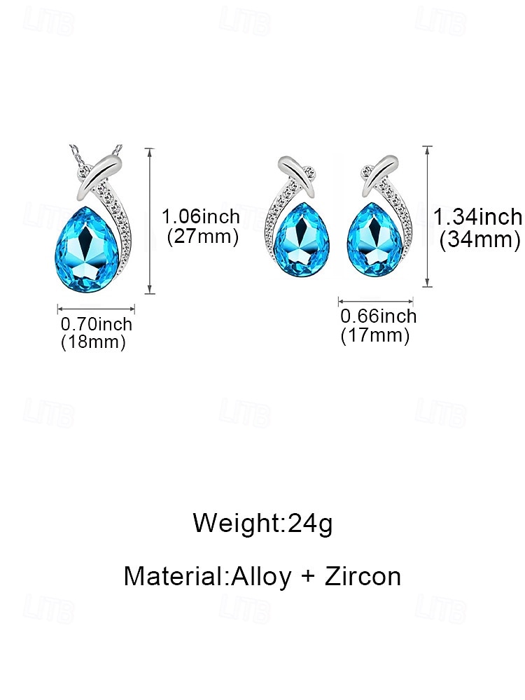 Женский ювелирный набор из сплава и циркона – элегантное колье и серьги в форме капли, доступны в нескольких цветах, идеально подходят для свадеб и вечерних мероприятий. 2026 - $9.99 –P7