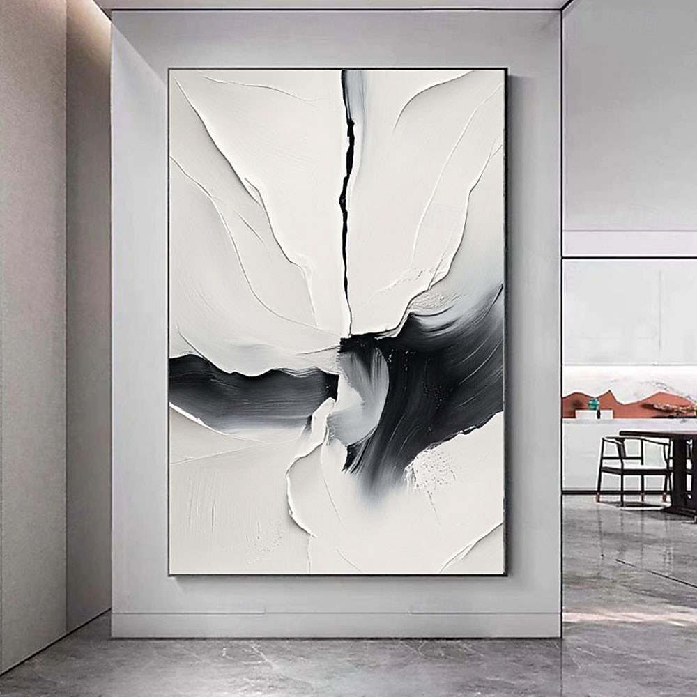 Handmade Black and White Abstract Art Black Textured Wall Art Black and ...