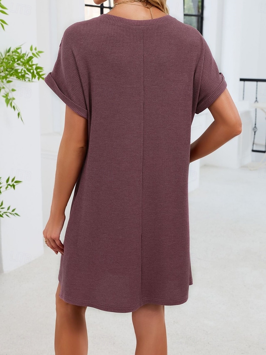 Mujer Mini vestido Vestido estilo camiseta Vestido de verano Casual Diario Holgado Plano Manga Corta Cuello Barco Azul Piscina Blanco Rosa Rojo Verano 2026 - $32.99 –P4