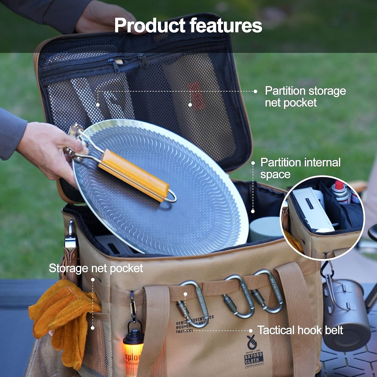 Large Capacity Outdoor Folding Storage Bag, Waterproof Portable Camping & Picnic Organizer for Cookware, Pots, Tableware, Gas Canister, Shockproof Tactical Outdoor Carry Bag 2026 - $30.99 –P9