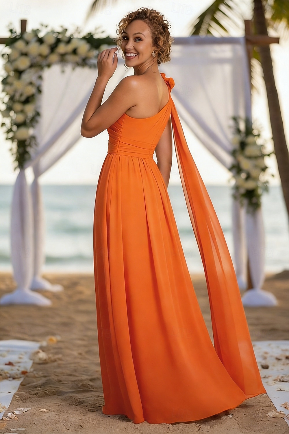 Tubinho Longo Vestido de convidada de casamento Vestido Envelope Vestido de noite Vestido Para Mãe dos Noivos Sem Manga Assimétrico Elegante Vintage Noite Formal Festa de Casamento com Flores 3D de 2026 por $149.99 –P3