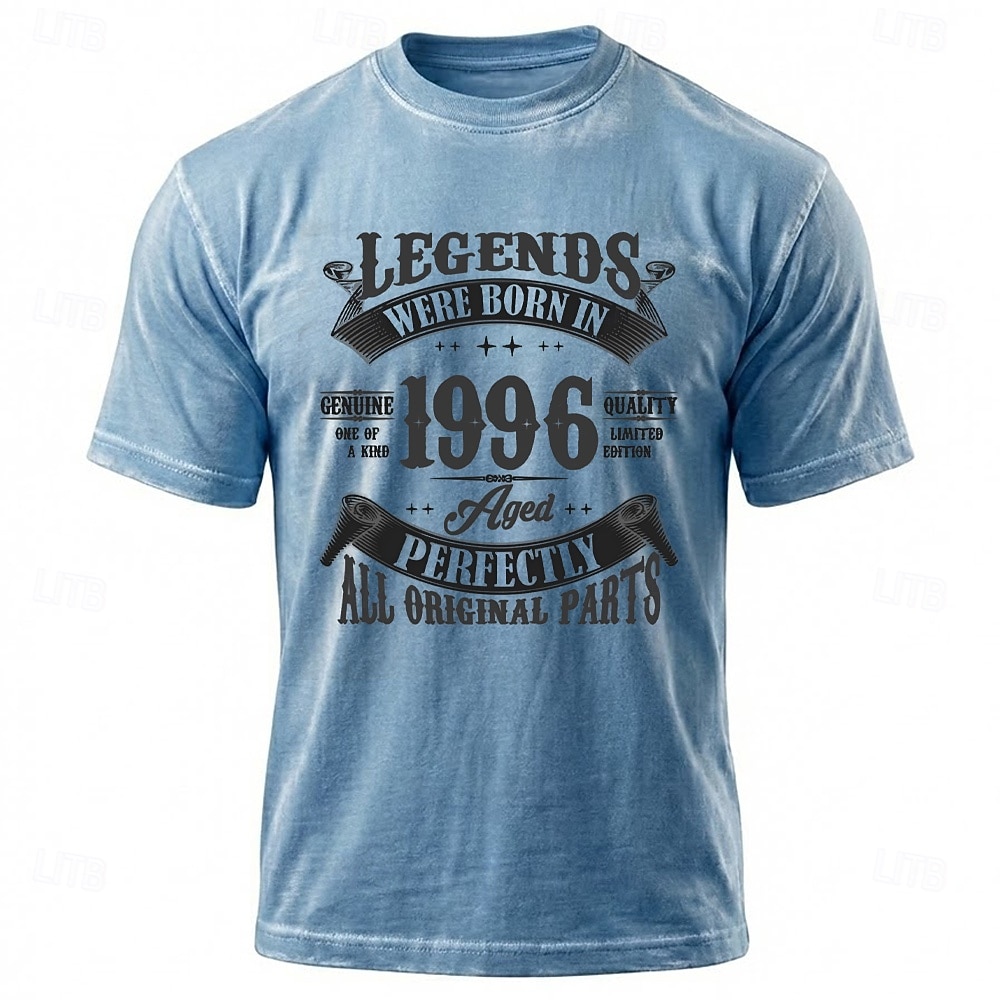 30-vuotissyntymäpäivälegendat syntyivät vuonna 1996, ikääntyneet täydellisesti, kaikki alkuperäiset osat, miesten sininen mineraalipesu t-paita, vaatteet, s, m, l, xl, xxl, xxxl 2026 - $21.99 –P1