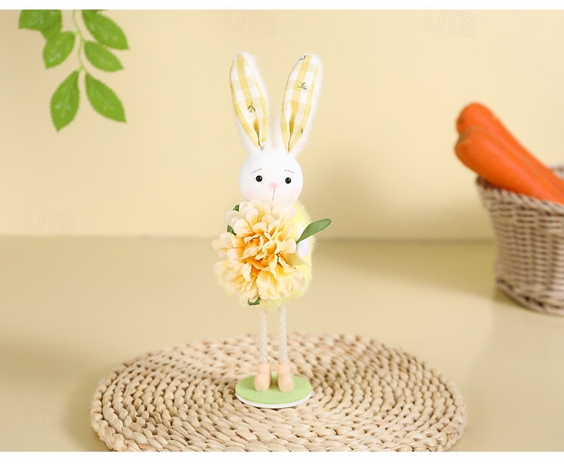 Easter Basket Stuffers Easter Bunny Decorations for Home, Handmade Standing Rabbit Figurines with Flowers, Cute Spring Easter Decor for Tiered Tray, Table, Shelf, Mantle 2026 - $17.99 –P2