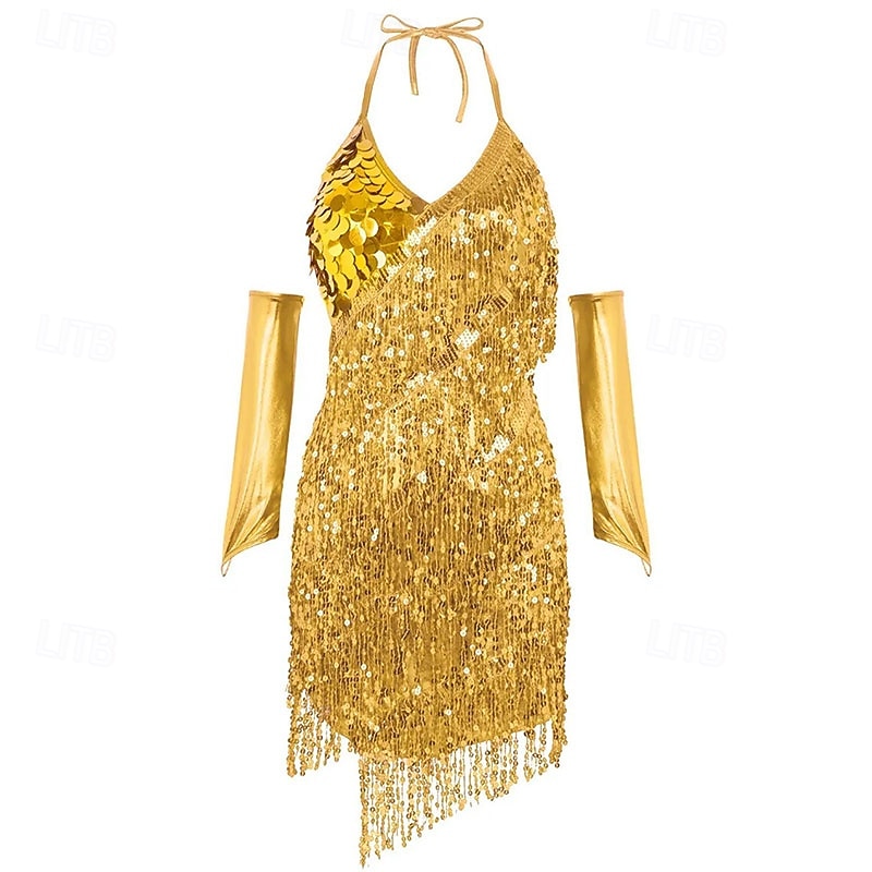 Vestito da performance samba con frange di paillettes per la festa di danza latina del 2026 a $31.99 –P8