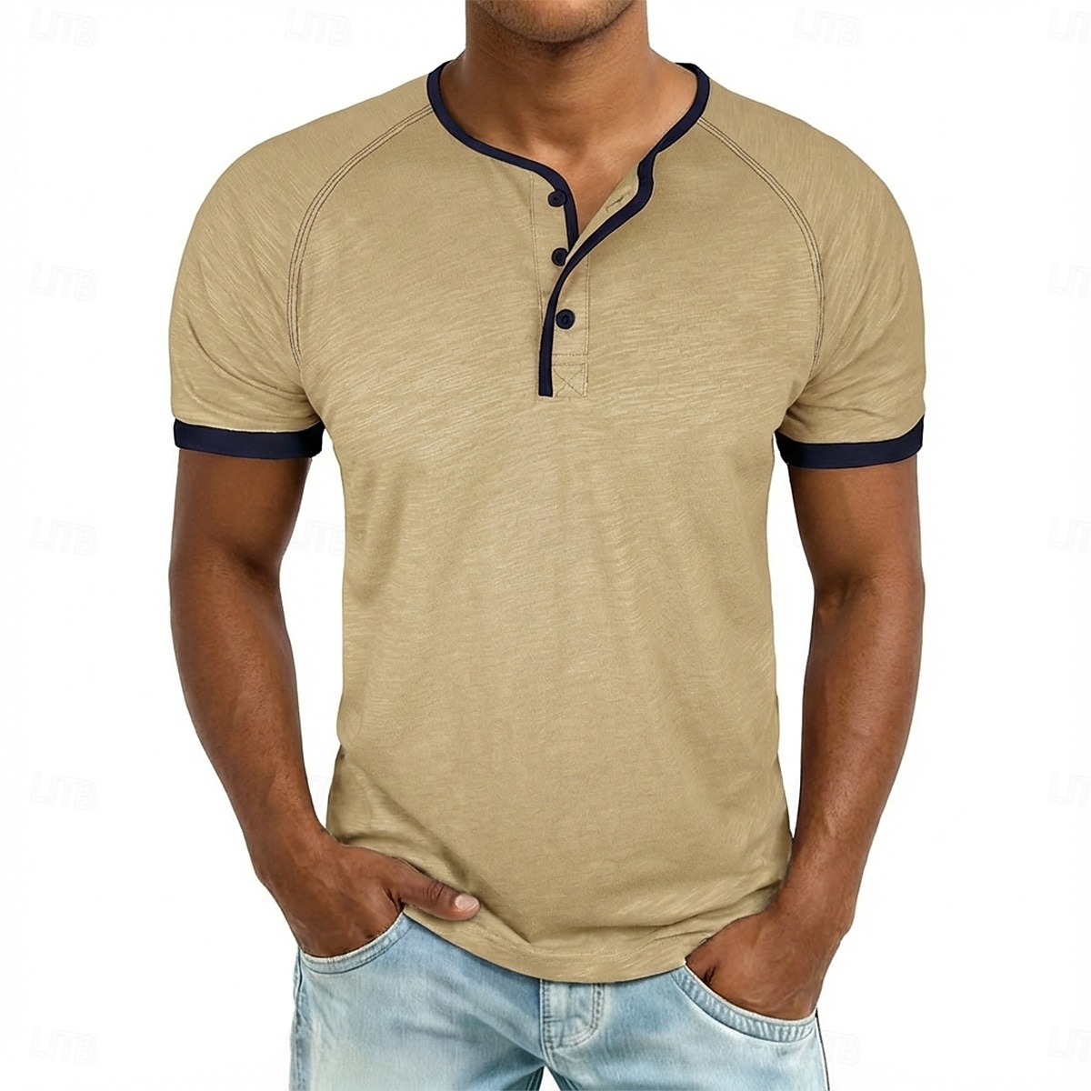Homens Camisa Henley Camisetas Camiseta 100% algodão Manga Curta Côr Sólida Tecido Cor Única Moda Designer Casual Bloco de cor Botões Henley Casual Diário Ao ar livre Primavera Verão Verão Primavera de 2026 por $20.99 –P6