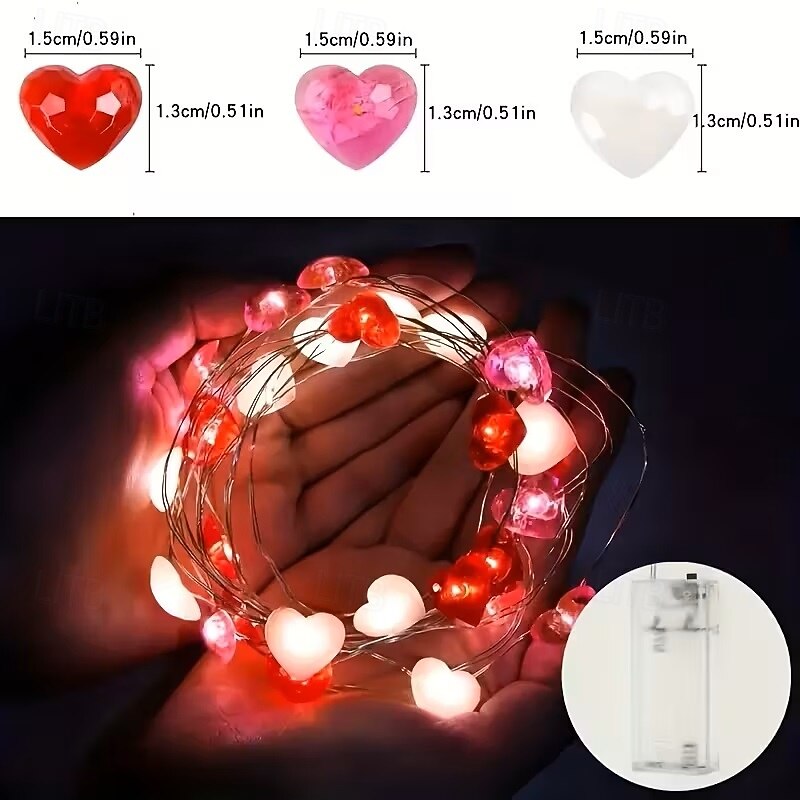 Króliki Kwiatowe Światełka w Kształcie Serca 2m 20LEDs Zasilane Baterią Różowe Kwiatowe Światełka Tematyczne na Przyjęcie Dzień Matki Domowa Sypialnia Dekoracja na Ślub Rocznicę 2026 - $15.49 –P10