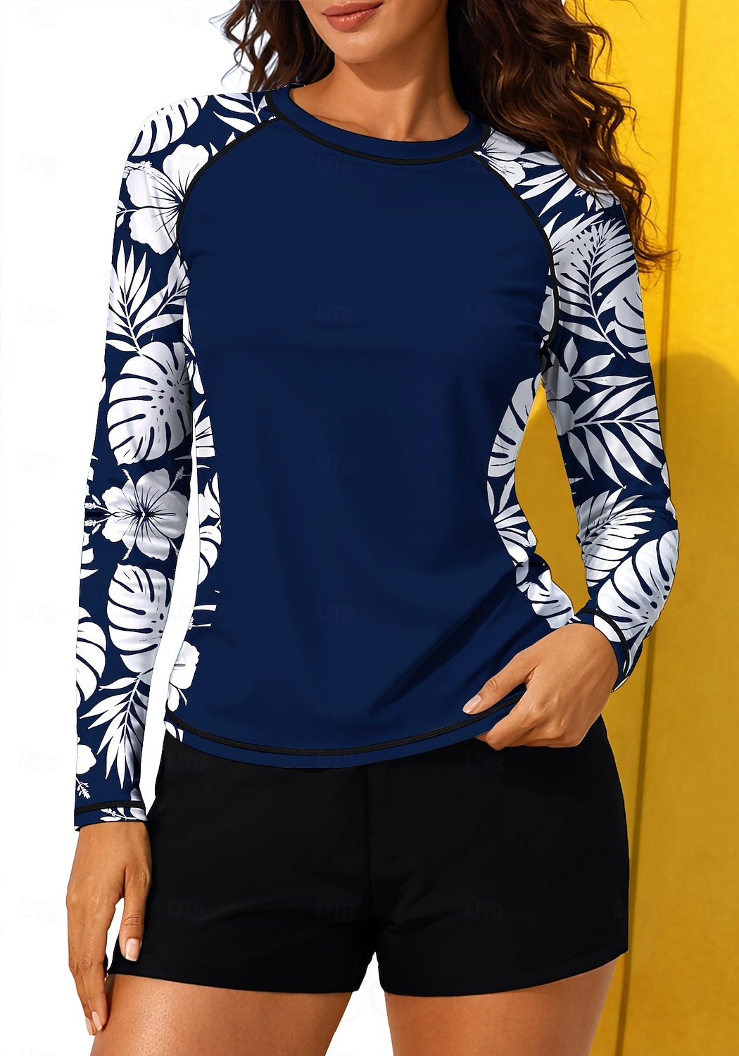 Dames Normaal Rashguard-badpak Uitslagbescherming Zwempak met bloemenprint Flora Tropisch Kleurblokkering 2-stuks Verwijderbare vulling boyleg UV-zonbescherming UPF50+ Elastisch Lange mouw 2026 - $31.99 –P1