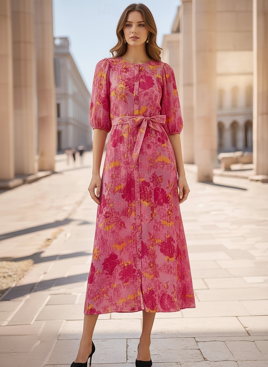 A-الخط طول الكعب فستان رسمي فساتين متنوعه أنيق نصف كم رقبة عالية مدورة زفاف حفلة كوكتيل قماش الجاكار مع شريطة 2026 - $185.99 –P5