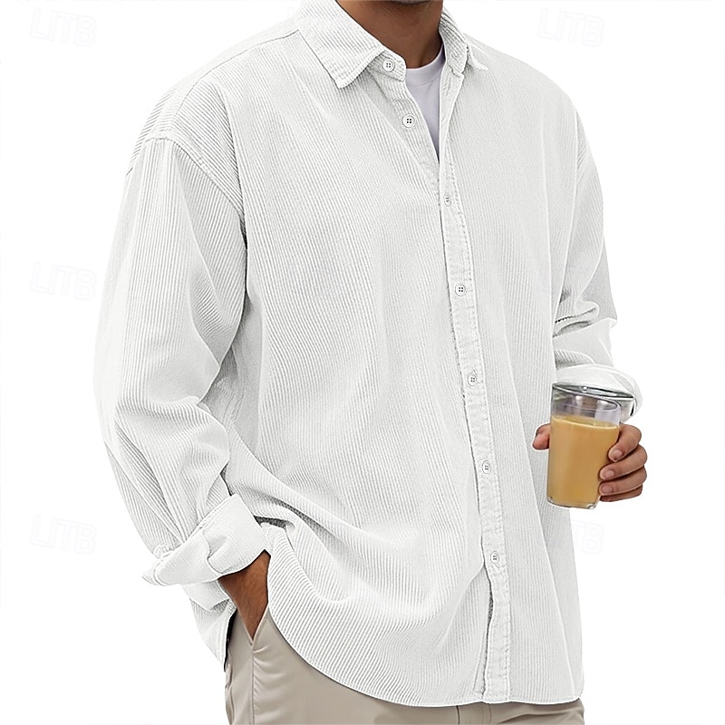 Ανδρικά Πουκάμισο Casual πουκάμισο Κοτλέ πουκάμισο Πουκάμισο με κουμπιά Μαύρο Λευκό Βαθυγάλαζο Θαλασσί Βυσσινί Μακρυμάνικο Απορρίπτω ΕΞΩΤΕΡΙΚΟΥ ΧΩΡΟΥ Δρόμος Ρούχα Βίντατζ Καθημερινό 2026 - $29.99 –P11