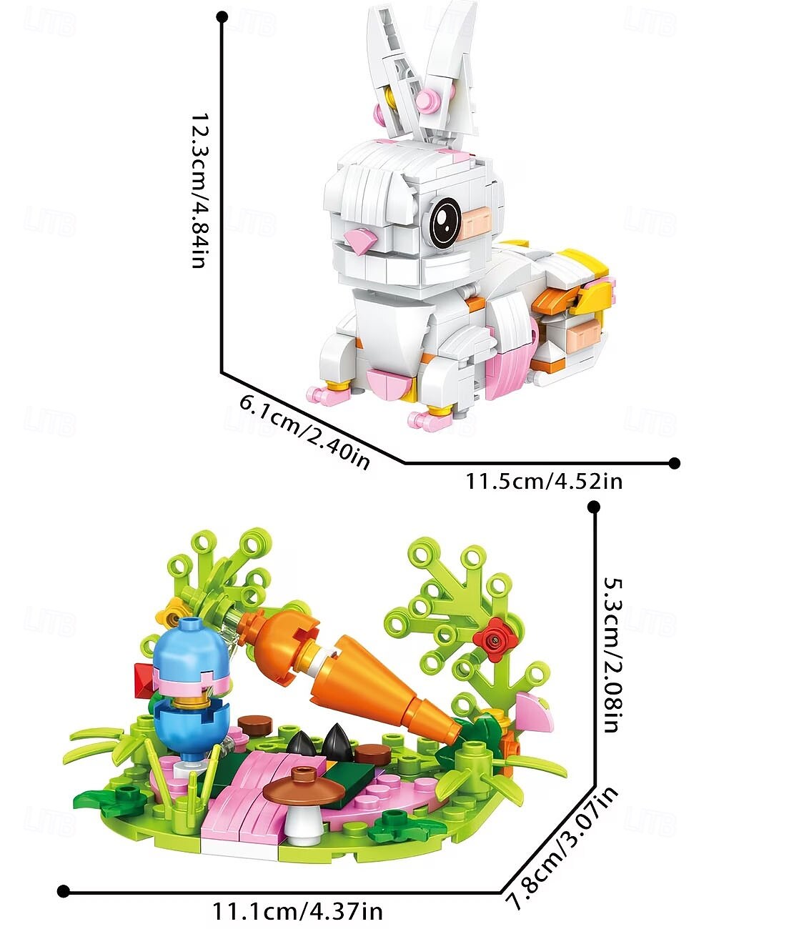 Set de ouă de Paște cu 12/24 de piese, iepure versatil &blocuri de construcție cu animale, activitate creativă de joacă, design jucăuș, jucărie de construcție iepuraș DIY pentru cadouri de petrecere 2026 - $27.99 –P13