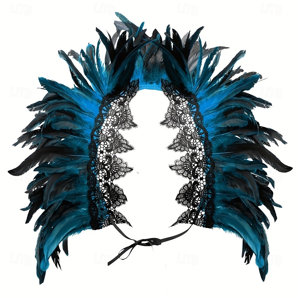 Carnaval 2026 Rio Carnaval Szamba Kiegészítők női fekete tollas vállkendő csipke applikációval Brazíliai Fesztivál Előadói Jelmez 2026 - $15.49 –P6