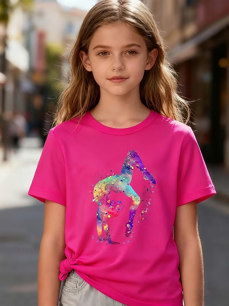 Mädchen 3D Grafik T-Shirt Kurzarm 3D-Druck Sommer Frühling Sport Mode Streetwear Kinder 4-12 Jahre Rundhalsausschnitt Lässig Täglich Outdoor Normale Passform 2026 - $12.99 –P4