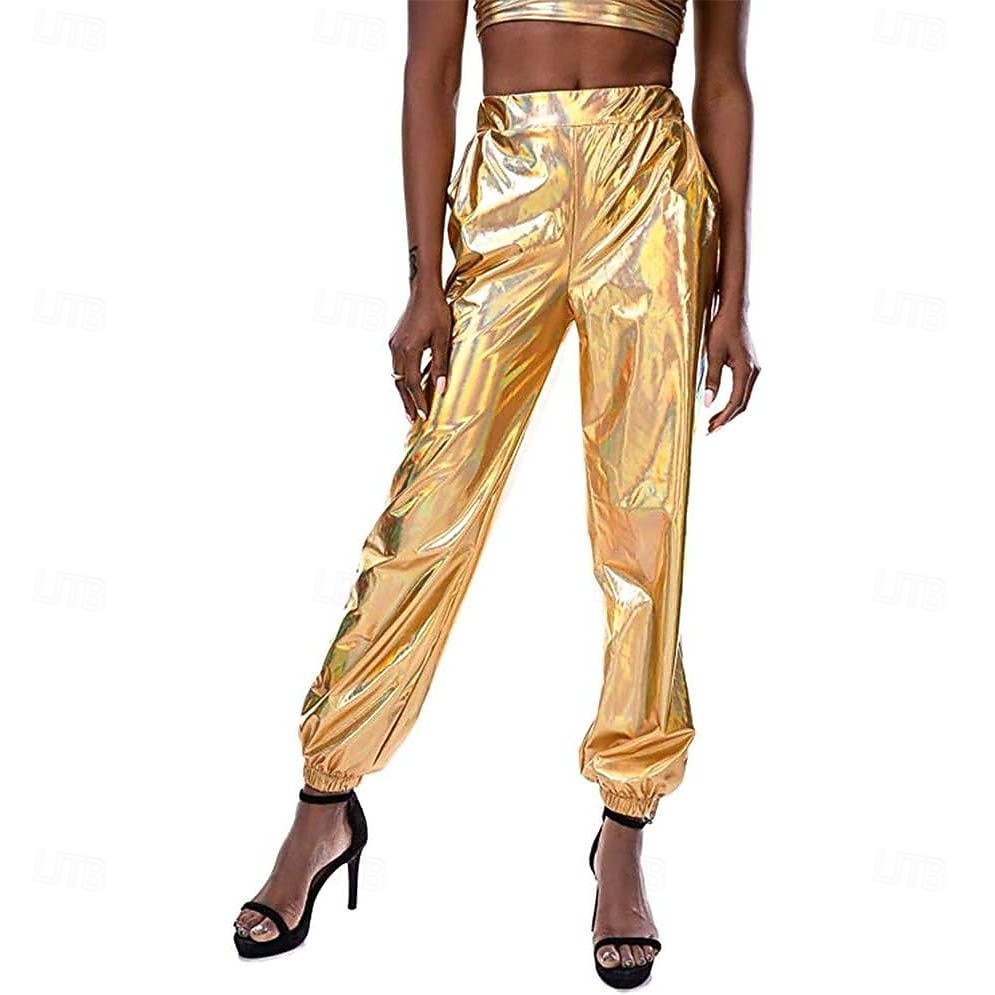 Laser-Holografie Glänzend 1980er Hose Cargohosen Lockere Hosen Disco Kostüm Damen Karnevalskostüm Karneval Maskerade Pride Parade Pride-Monat Erwachsene Hose 2026 - $41.99 –P1
