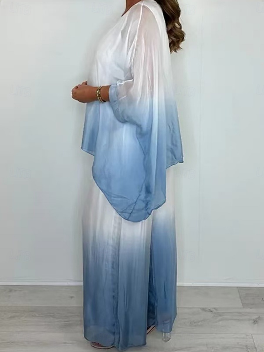 Femmes Ensembles de Pantalons Haut boléro manche longue Col ras du cou A Ombre Mode Streetwear Quotidien Extérieur Vacances Rose Claire Bleu Ciel Marron Été Coupe Ample de 2026 ? $49.99 –P2