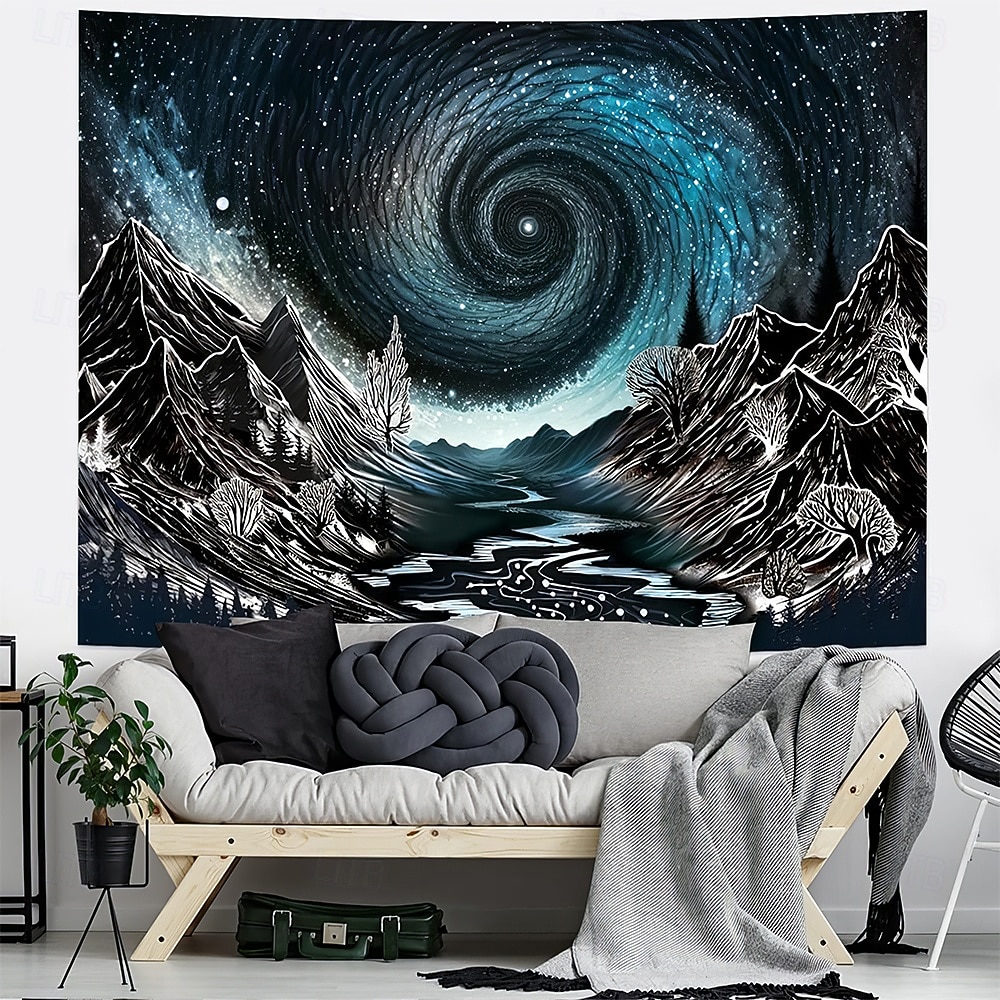 biolumineszcens tengerparti gobelin holdfény óceán hullám éjszakai égbolt csillagos fali dekoráció fantázia tájkép hálószobába nappali lakberendezés 2026 - $20.99 –P7