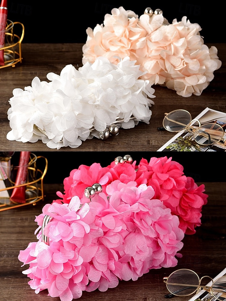 Women's Polyester Floral Clutch Bag with Short Chain Strap, Elegant 3D Petal Design, Multicolor Options, Lightweight Evening Handbag, Perfect for Weddings, Parties & Formal Events 2026 - $24.99 –P11