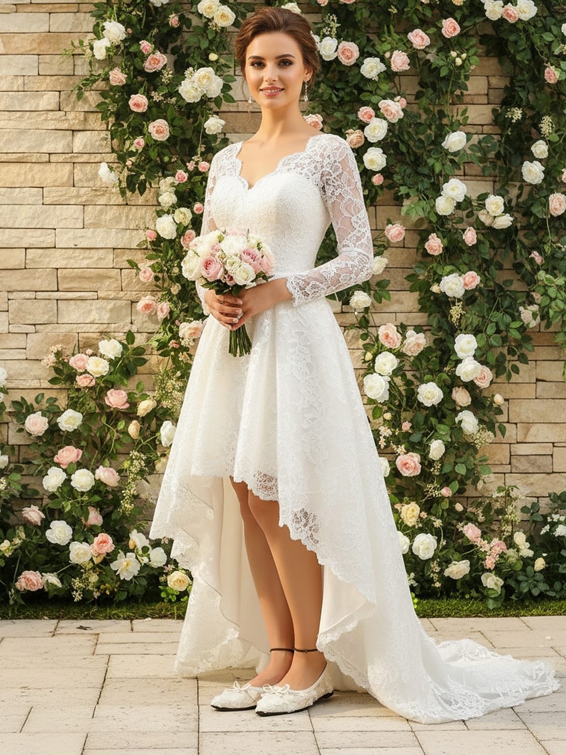 scarpe da sposa basse in pizzo color avorio da donna con fiocco, eleganti ballerine da sposa per matrimoni all'aperto in giardino del 2026 a $26.99 –P1