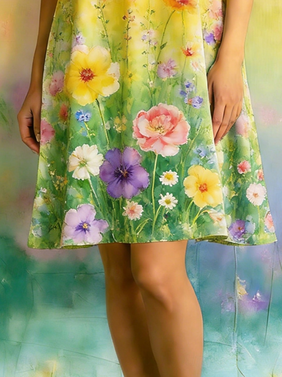 Mujer Mini vestido Vestido informal Vestido estilo camiseta Vintage Diario Exterior Vacaciones Ajuste regular Floral Manga Corta Cuello Barco Morado Verano Primavera 2026 - $24.99 –P3