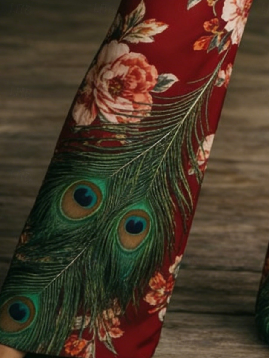 Γυναικεία Πλατύ Πόδι Παντελόνια Διακοπές Μοντέρνα Μπόχο Πλήρες μήκος Μεσαία Μέση Φλοράλ Τσέπη Ελαστική μέση Στάμπα Άνετα Ικανότητα να αναπνέει Ανελαστικό Καθημερινά ΕΞΩΤΕΡΙΚΟΥ ΧΩΡΟΥ Διακοπές Ρουμπίνι 2026 - $37.99 –P3