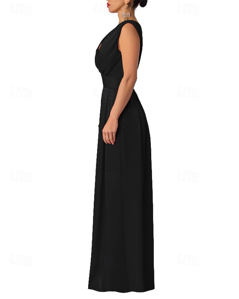 Per donna Normale Tuta Elegante Tinta unica Senza Maniche Gamba larga Scollo a V Pieghettato Vacanza Ferie Vestibilità regolare Nero Verde militare Rosso Estate del 2026 a $33.99 –P3