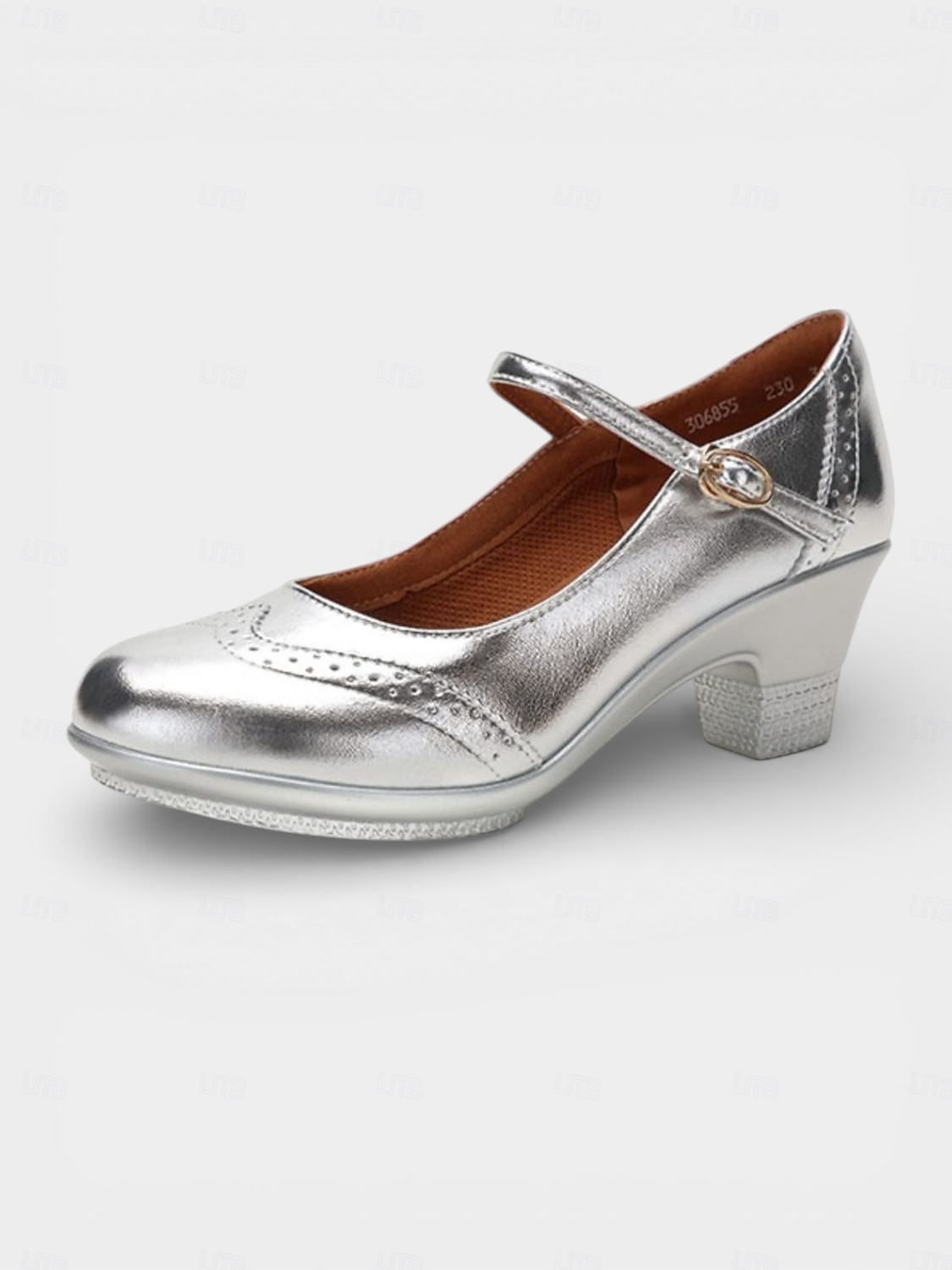 Zapatos Mary Jane plateados metalizados para mujer con tacón medio y correa ajustable: zapatos de oficina cómodos y elegantes para el trabajo y los desplazamientos. 2026 - $59.99 –P5