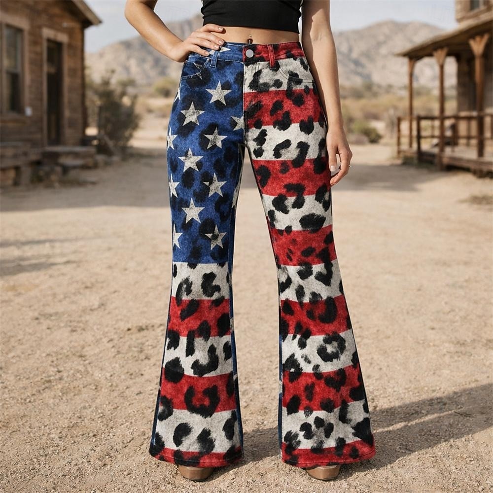 250º Aniversario de EE. UU. Retro Antiguo Años 70 Pantalones Los pantalones de campana Hippie Disco Alta cintura Disfraz Mujer Mascarada 4 de julio Fiesta Día de la Independencia Adulto Pantalones 2026 - $32.99 –P1