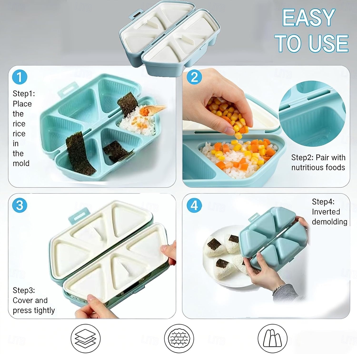 Κιτ παρασκευής σούσι 6 σε 1 για καλούπι onigiri, αντικολλητικές μπάλες ρυζιού για την παρασκευή φυκιών &Μπάλες ρυζιού με κόλιανδρο, ιδανικές για μαγείρεμα στο σπίτι - εργαλεία παρασκευής σούσι 2026 - $9.99 –P10